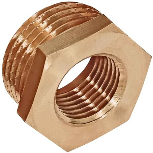 MegaHaustechnik Reduzier Stück aus Messing Außengewinde AG 2 x 1 1/4 Zoll Innengewinde IG reduziert Gewinde Fitting Trinkwasser geeignet Reduzierung Verbinder Verschraubung Kupplung Rohr Adapter