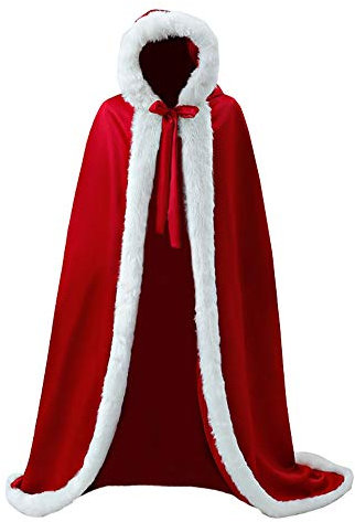 Ommda Damen Umhang Hochzeit Mantel Kapuzenumhang Umhang Brautumhang Kapuze Winter Lange Braut Jacke,rot,one Size