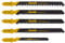 kwb 617285 Set di 5 pezzi di lame per seghetto alternativo per legno per tagli grossolani, fini e puliti incl. lama per piano di lavoro curvo (down-cut) con codolo a T S-20 / codolo a una camma