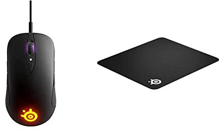 SteelSeries Sensei Ten - Gaming Mouse & QcK Large - Gaming Mouse Pad - 450 x 400 x 2 mm - Fabric - Rubber Base - Black