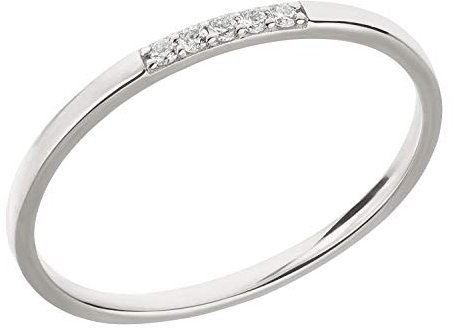 Ardeo Aurum Damenring aus 375 Gold Weißgold mit 0,05 ct Diamanten Brillant Vorsteckring schmal Stapelring Gr. 52