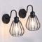 MantoLite Schwarz Käfig Wandleuchte Licht, 2Pcs E27 Edison Lampenhalter Wandleuchten Industrielles Nachttisch Lampe Leseleuchte Leuchte Wandleuchter Beleuchtung Fixture Für Wohnzimmer(Ohne Glühbirne)