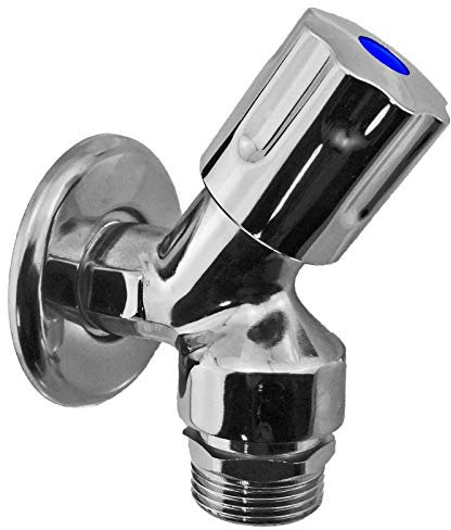 MegaHaustechnik Geräteventil 1/2 Zoll G 1/2 Zoll Wandanschluß | Rückflußverhinderer | Rohrbelüfter | 3/4 Zoll G 3/4 Zoll Auslauf | Schubrosette Ø 54mm | Chrome | Waschmaschine Spülmaschine