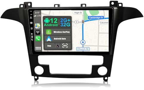 JOYX Android 10 Autoradio mit 2.5D Passt für Ford S-Max 2007-2008 - [2G+32G] - Rückfahrkamera Canbus KOSTENLOS - 9 Zoll 2 Din - Unterstützen DAB Lenkradsteuerung 4G WiFi Bluetooth Carplay Android Auto