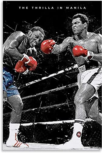 Iooie Poster Und Gedruckte Muhammad Ali Joe Frazier und Bild für Raumdekoration Leinwand Malerei Wandkunst Bilder 19.7x27.6(50x70cm) Kein Rahmen