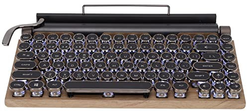 Tastiera per macchina da scrivere retrò, 83 tasti Bluetooth 5.0 Luminosità regolabile Stile macchina da scrivere Tastiera meccanica cablata e wireless, Connessione a più dispositivi Classica 2000 mA