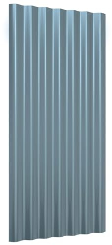 vidaXL 12x Dachpaneele Trapezblech Dachplatten Dachblech Profilblech Metallblech Stahlblech Dach Platten Pulverbeschichteter Stahl Grau 80x36cm