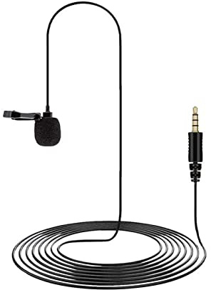 Andoer Lavalier Mikrofon Clip-on Omnidirektionales Mikrofon für Vorträge Meetings Live-Stream Kameraaufzeichnung Handy PC Portable Black