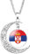 Bodmind Zeit Edelstein Schmuck,Europäische Serbien Flagge Halskette Kunst,Mond Form Halskette Charm Armband Ohrringe Für Frauen Mädchen Mode Trendiger Weihnachtsschmuck,Bild,20Mm