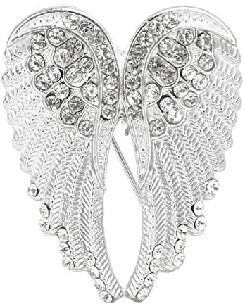 Brrnoo Vintage Argenté Aile D'Ange Broche Rhinestone pour Accessoires du Vêtement Unisex