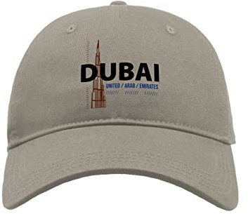 Maikomanija Dubai United Arabische Emirate UAE Baumwolle Curved Visier Baseball Cap Dad Hat Unisex Sport Bequemes Top, grau, One size