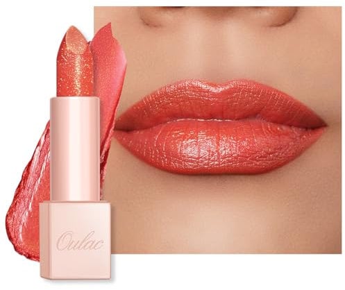 OULAC Rouge a Levre Hydratant, Rouge à Lèvres Corail Scintillant et Baume à Lèvres Pour Lèvres Sèches, Super Crémeux, Léger & Agréable Pour La Peau, Vegen (04) Sunrise