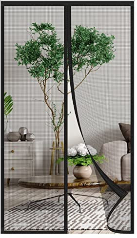 AQKaki Magnet Fliegengitter Tür, 140x280cm Fiberglas Insektenschutz Balkontür Stärkere Magneten Fliegenvorhang Magnetvorhang Ohne Bohren Insektenschutzgitter für Terrassentür Wohnzimmer Haustür