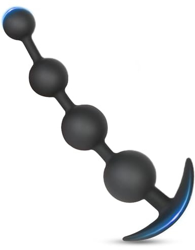 BDSMAGE Silikon Analkugeln Buttplug mit 4 Kugeln, Analplug Analkette mit Anal beads für Männer und Frauen, Extra Lang Anal Dildo Anal Hook Anus Masturbator Sex Toy Sexspielzeug (M)