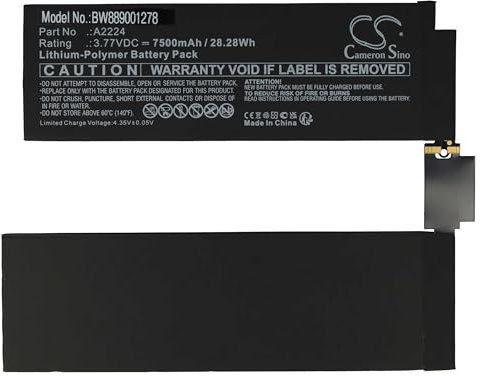 vhbw Batterie Compatible avec Apple iPad Pro 11 2 A2068, A2228, A2230, A2231 Tablette Pad (7500mAh, 3,77V, Li-polymère)