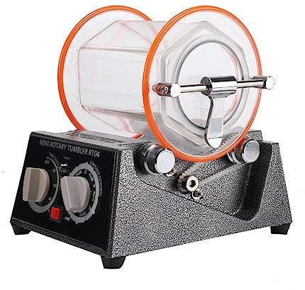 SUDEG Polisseur de Bijoux,Tambour de polissage Polisseuse rotative,Tumbler Bijoux Machines De Polissage Polissage Tambour Broyeur À Billes Rotatif Polisseuse Polissage Machine avec Minuterie 3KG