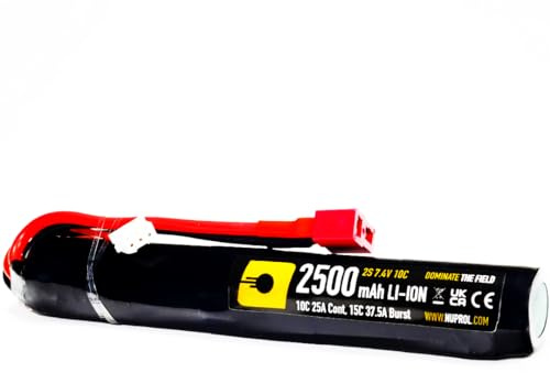 NUPROL Power 7.4v Li-Ion 2500mAh 2S Deans Stick Battery | Rate 10C @ 25A, Burst 15C @ 37.5A