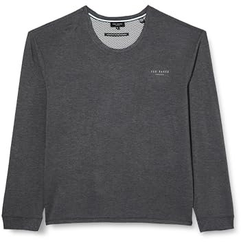 Ted Baker Men's Supersoft Jersey Lounge Long Sleeve Top, Size L Dark Grey Marl