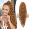 RUWISS Pferdeschwanz Verlängerung 65 cm Kordelzug Pferdeschwanz Verlängerung, Wellig Lockig Clip in Ponytail Hair Extensions, Synthetik Pferdeschwanz Haarteil für Damen Golden Copper Hellblond