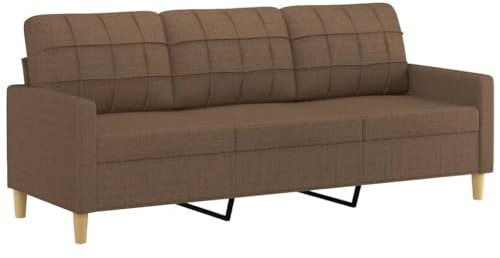 vidaXL Sofa 3 Sitzer, Couch für Wohnzimmer, Polstersofa mit Metallgestell, Loungesofa Sitzmöbel Stoffsofa Dreisitzer Wohnzimmersofa, Braun Stoff