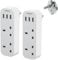 UK to European Plug Adapter, TESSAN EU Travel Adaptor with 3 USB Charger Ports 2 AC Outlets, Grounded Europe Power Adapter for France Spain Iceland Germany Greece Poland Portugal (Type E F), 2 Pack