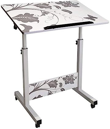 POCHY Betttische Überbett-Nachttisch, neigbarer Computertisch, höhenverstellbarer Beistelltisch mit Rollen, Überbett-Tisch, mobiler Stehschreibtisch luxuriös