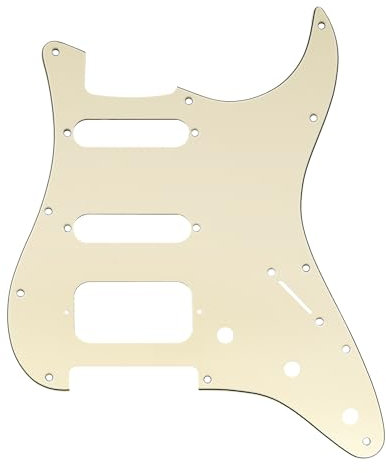 Musiclily Pro 11 Löcher Runde Ecke HSS Strat Pickguard Schlagbrett für Unbedeckt Humbucker Strat Style E-Gitarre, 3-lagig Creme