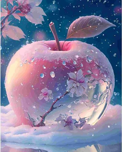 parallelower 5D Diamond Painting Set Kristall-Apfel Diamond Painting Schneelandschaft Arts Diamant Painting für Dekor 30x40cm