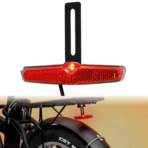 evermotor LED Rücklicht, E-geprüft, StVZO Zugelassen, 6-58V für Motorrad, Fahrrad, E-Bike, für Hinten Gepäckträger 50/80mm, 1200mm Kabel, M8, mit T-Halter