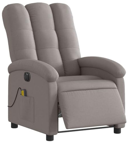 vidaXL Massagesessel Elektrisch, Sessel Verstellbare Rückenlehne Fußteil, Fernsehsessel Relaxsessel mit Liegefunktion, Liegesessel Polstersessel Ruhesessel, Taupe Stoff