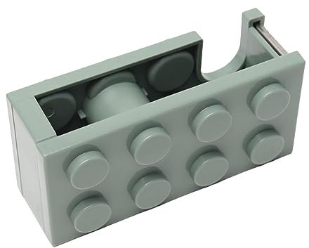 Klebebandabroller 10,7 x 5,2 x 4 cm Kunststoff Stapelbar Etikettenrollen Halter Niedliche Bausteinform Desktop Aufkleber Klebebandschneider für Schule, Büro, Arbeitszimmer(Grün)