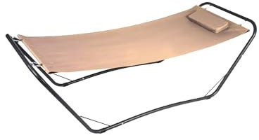 Hamac de Jardin en Acier – Hamac avec Support et Coussin, idéal pour se détendre sur la terrasse ou Le Balcon, Structure Robuste en métal, Charge 100 kg, 210 x 80 x 65 cm, Beige