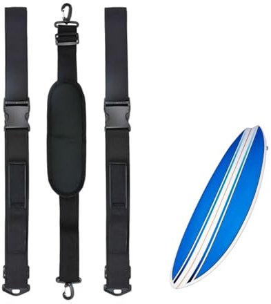 GOLRISEN Correa para Tabla de Surf, 3 Correas Ajustables de Nylón Negras Correa de Transporte para Tabla de Paddle de Surf Correa con Almohadilla del Hombro para Llevar Tabla de Surf Kayak Remo