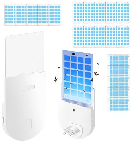 Flohfalle, Flohfalle für Wohnung Elektrisch, Flöhe in der Wohnung Bekämpfen Klebrige Flohfalle Testsieger, Kakerlaken Falle, Flea Trap Lampe, LED Flohlichtfalle (Weiß Flohfalle 20 Klebescheiben)