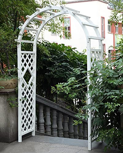 Tonnelle de jardin en bois marron/blanc, arche de mariage pour patio extérieur, mariage, fête nuptiale, décoration de bal, tonnelle de pergola en treillis de jardin (White 140x225cm/4.6x7.4ft)