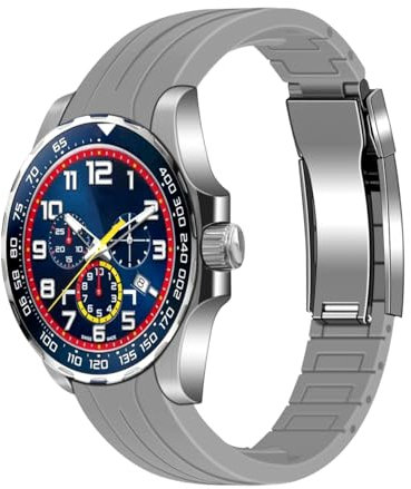 Kai Tian Bracelet de sport en silicone 20-22 mm Extrémités incurvées Bracelet de montre en caoutchouc Boucle en acier inoxydable Noir, bleu, rouge, blanc