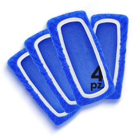 HOUSY Panni Cattura Polvere compatibili con Swiffer Mop - Cuffiette in Spugna Microfibra per Scopa Lavapavimenti (4 Pezzi Blu, Unica)