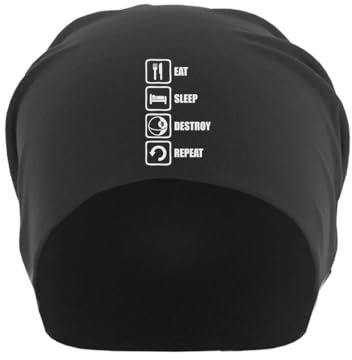 Atspauda Eat Sleep Destroy Repeat Unisex dünne Baumwolle Slouch Beanie schwarz, Schwarz , Einheitsgröße