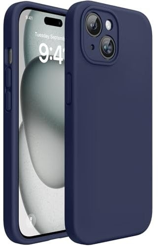 Miracase Silicone Case for iPhone 15 Case 6.1 inch,[Upgraded Each lens Protection][Anti-Slip and Silky-Soft Touch] Full-Body Shockproof Case with Anti-Scratch Microfiber Lining (Dark Blue)