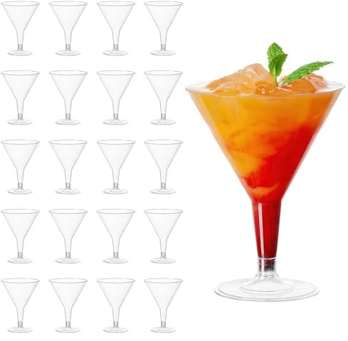 20 Premium Plastic Martini Cocktail Glasses, 210ml - Elegant,Sturdy & Reusable - Manhattan,Margarita, Cosmopolitan,Desserts - Cocktail Cups for Weddings,Birthdays,Christmas,Garden Partiesfor (20pcs)