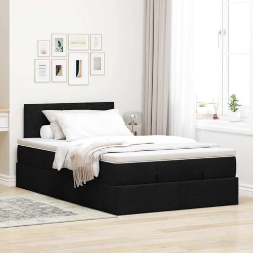 Willood Boxspringbett mit Matratze & LEDs Schwarz 120x200 cm Stoff Schlichtes Design