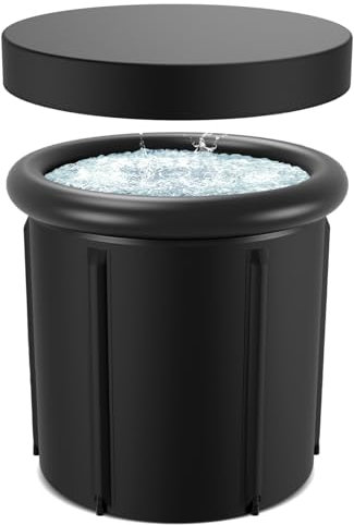 Hebitod Eisbaden Tonne mit 5 Isolierschichten, Eisfass Eisbad Outdoor mit Abdeckung, Aufblasbare Eistonne-Set für Zuhause, Freistehend Ice Bath Eiswanne, Faltbadewanne für Sportler & Anfänger