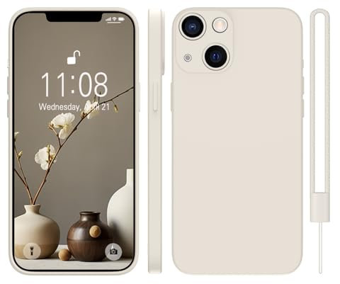 KPPIT for iPhone 13 Case Silicone 6.1 inch,Ultra Slim Soft Gel Anti-Scratch,Microfiber Lining,Rubber for iPhone 13 Case Shockproof Cover,Beige