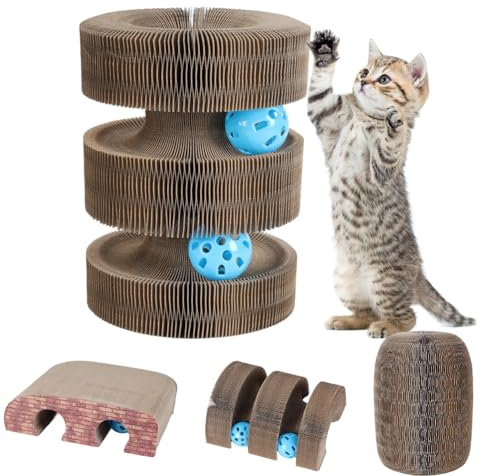 Rascador para Gatos:Magic Organ Cat Scratching Board,Cat Scratcher con Bola de Juguete,Juguete para Gatos 3 En 1,Tabla de Rascar para Gatos,para Gatos de Interior,Juguete Interactivo para Gatos