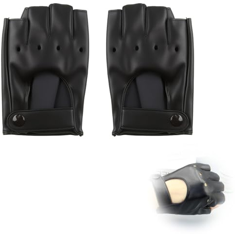 QYHON Fingerlose Handschuhe Damen PU Leder, Autofahrer & Cosplay | Ideal zum Autofahren, Radfahren, Cosplay (z.B. Lara Croft, Kim Possible), Outdoor-Aktivitäten lederhandschuhe damen