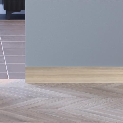 Porte Italiane, Plinthe Philomuro en bois de 7 cm pour profil en aluminium, HDF résistant à l'eau, chêne horizontal