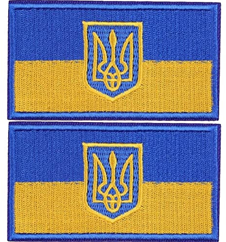 2 Stück Aufnäher Der Ukrainischen Flagge Goldenem Schild, Gestickt, Zum Aufnähen Auf Die Ukrainische Schulter, Kampf- Und Militärmoral-abzeichen, Aufnäher Ukrainischer Flagge Und Militärischen