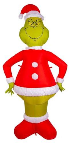 VFM e-Store - Grinch Christmas Inflatable Outdoor Decoration Dr Seuss Xmas Theme Fun Design - 180cm X 90cm Green X 1