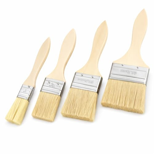4 PCS Chalk Wax Paint Brush for Chalk Paint and Wax Application, Natural Bristle Brushes for Wood Furniture Painting, Waxing, Decorative Finishing and DIY Home Projects