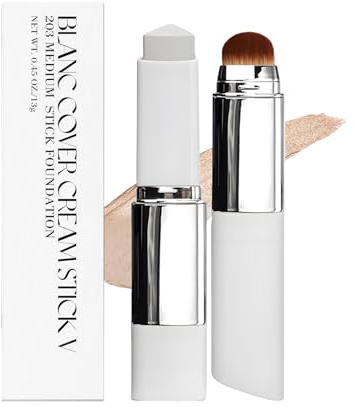 Color Changing Foundation Stick, 2026 Neu 2-in-1 Farbwechselnder Foundations Stick,White Foundations mit Pinsel,Korean Foundation Makeup, Gesichtsgrundierung für Alle Hauttypen